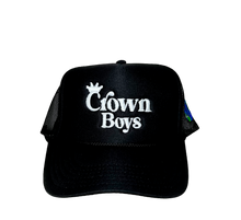 Load image into Gallery viewer, CROWN BOY WORLD BLACK TRUCKER
